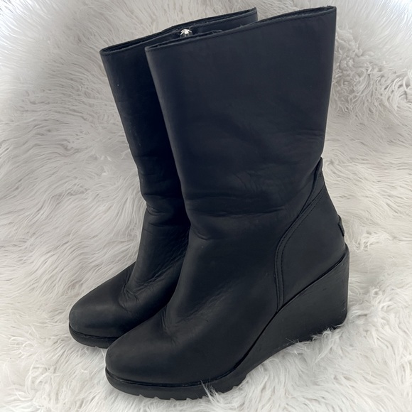Black Sorel leather Wedge boots - Picture 1 of 5